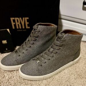 NWB Frye Gray Wool High Top Sneakers Women’s Size 9.5 as NEW IN BOX